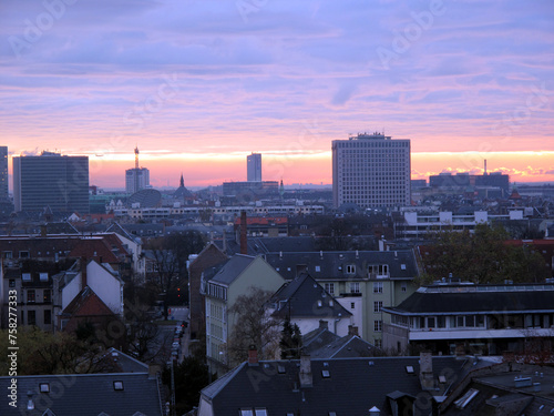 Canvas Print Skyline in the morning - City viewed from a 9th floor building in Frederiksberg
