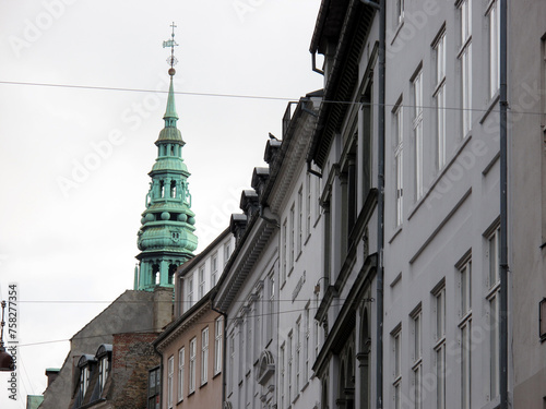 Amagertorv and the spire of the Nikolaj church - Copenhagen - Denmark photo