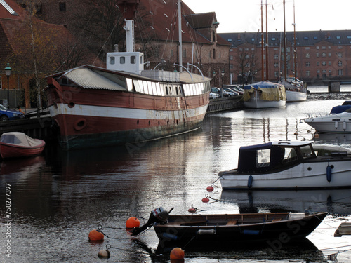 Photography Boat along the frederiksholms canal - Copenhagen - Denmark