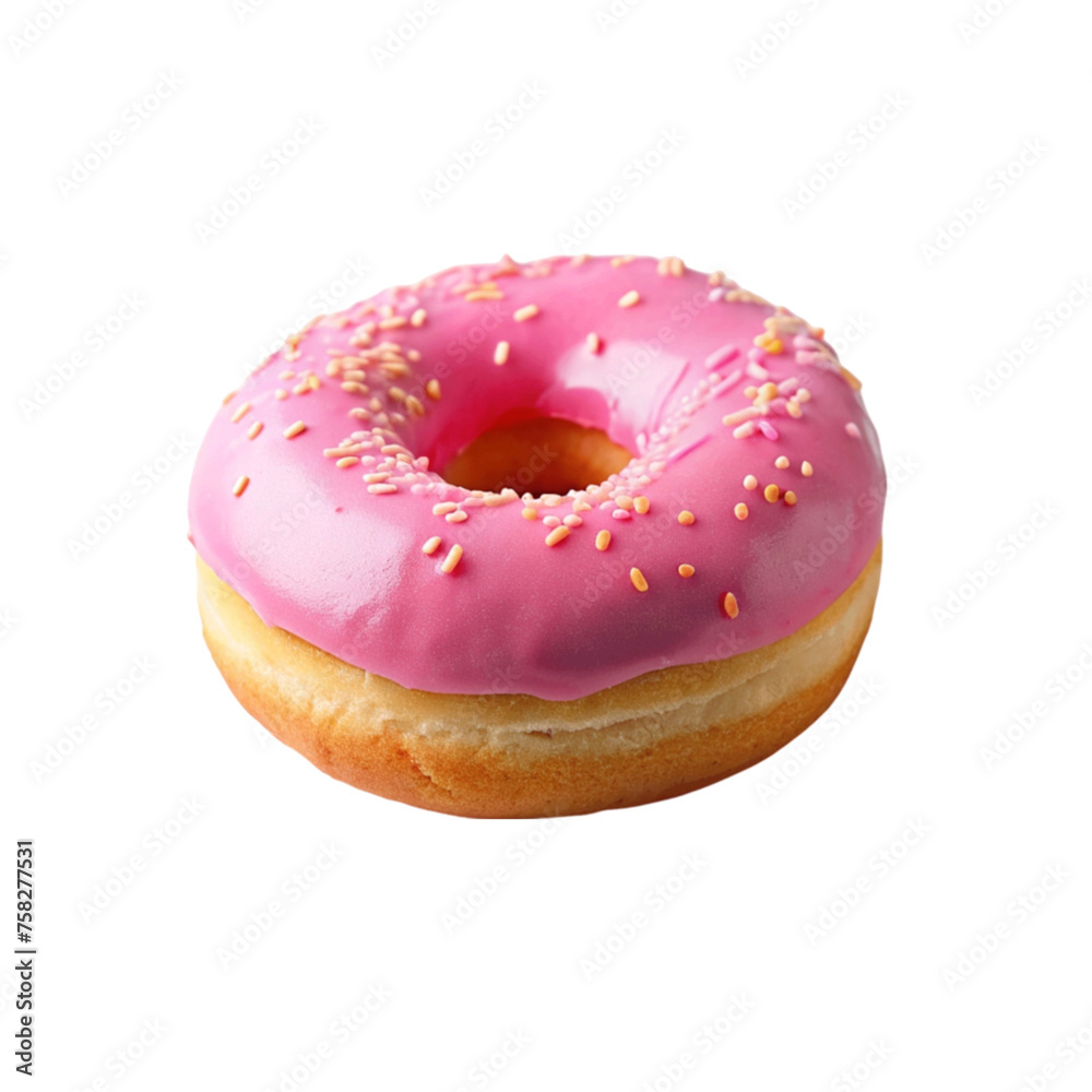 Pink donut isolated on Transparent background. Pink donut isolated on Transparent background.