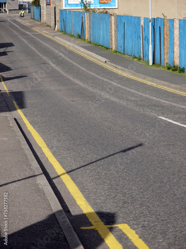 Wallpaper Mural Street with double yellow lines and advertisement board - Aberdeen - Scotland - UK Torontodigital.ca