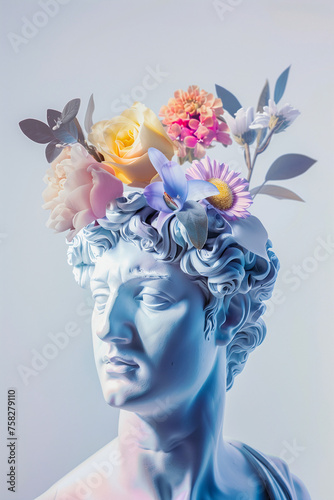 Ancient modern statue, with bloom concept art design © Amy