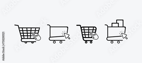 Shopping cart icon. Web store shopping cart icon. Internet shop buy logo symbol sign. Vector
