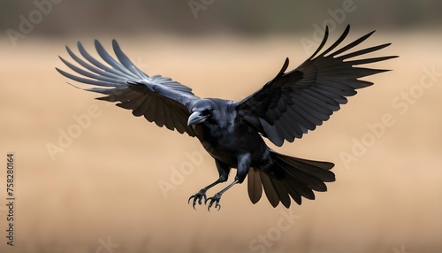 A Crow With Its Wings Spread Wide Riding The Air © Arshiya