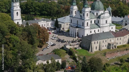 Beautiful Landscape Hill Basilica Chelm Aerial View Poland photo