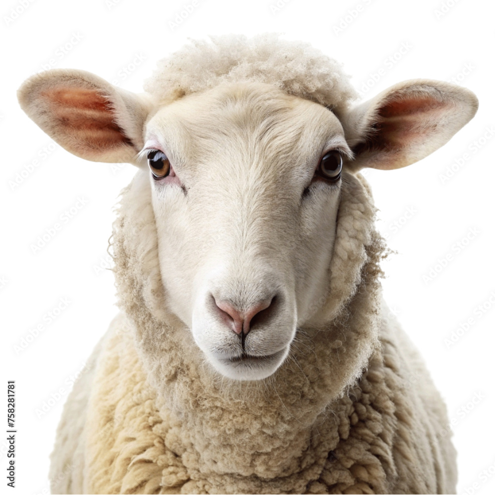 Portrait sheep isolated on Transparent background.