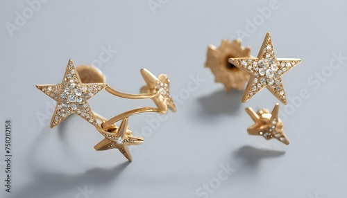 A Pair Of Celestial Themed Ear Cuffs Adorned With