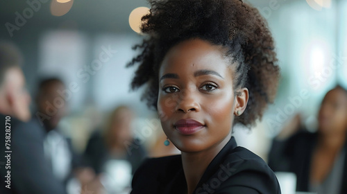 Young businesswoman leading a discussion during a meeting with her colleagues.