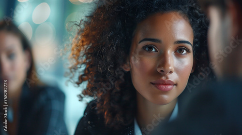 Young businesswoman leading a discussion during a meeting with her colleagues.