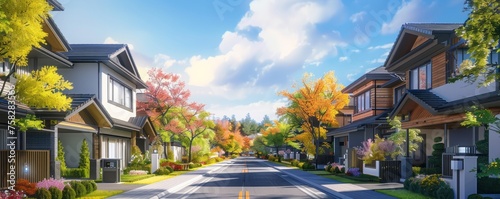 Sunny street of a small town. photo