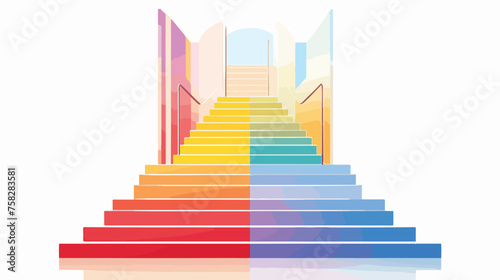 A staircase with colorful steps leading up to an op