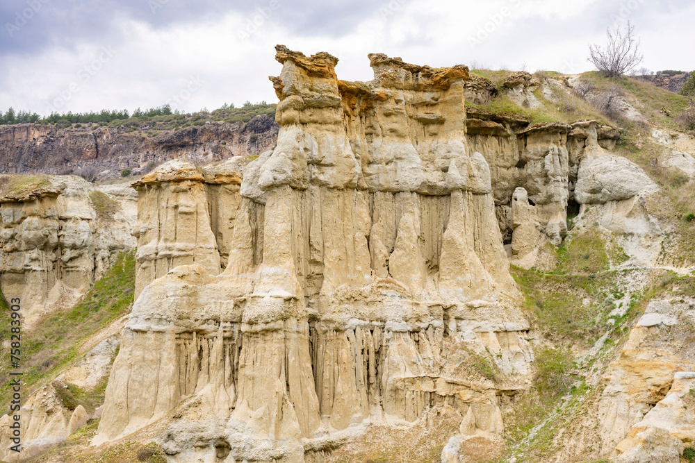 Kula Fairy Chimneys, Kula Geopark at location Manisa, Turkey. Kula Volcanic Geopark, also known as Kuladoccia (Kuladokya).
