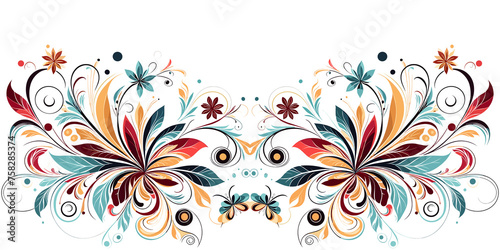 Illustration of floral background with decorative ornament, element for design, vector, generative ai #758285374