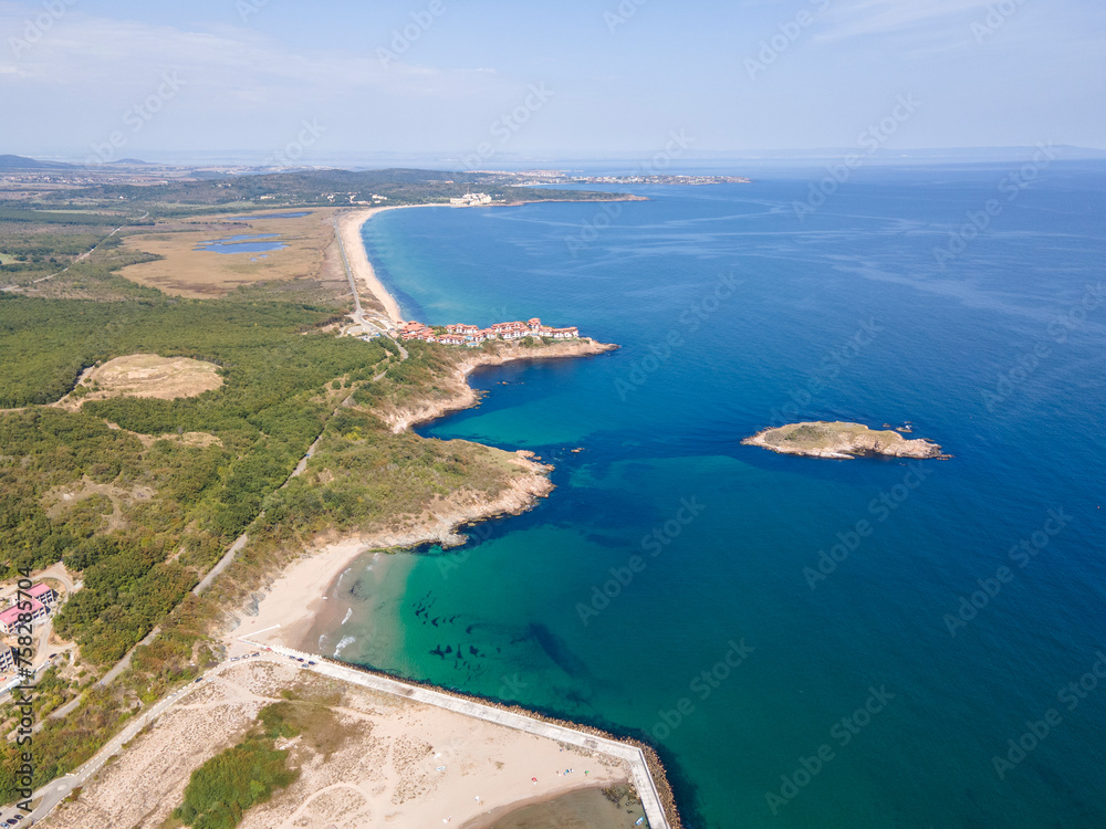 Aerial view of back sea coast near Arkutino beach, Bulgaria