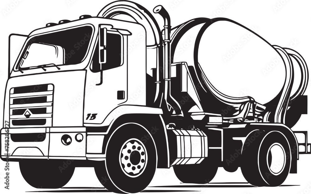 Urban Construction Scene with Cement Mixer Vector Illustration in Busy City Environment