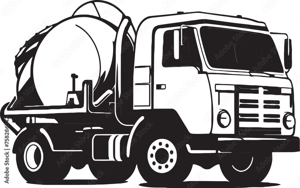 Detailed Cement Mixer Vector Illustration Featuring Realistic Texture and Construction Site Background