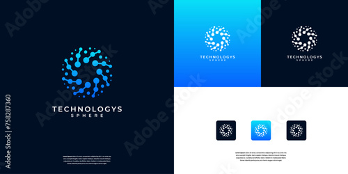 Abstract Sphere Circle Logo. Corporate Globe Technology Logo Design Inspiration.