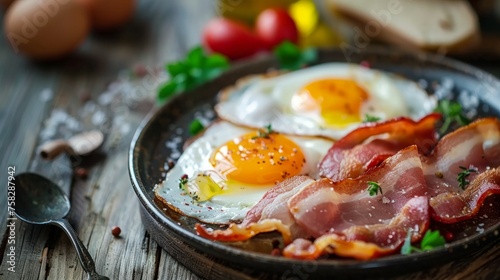 Classic Breakfast Delight: Eggs and Bacon