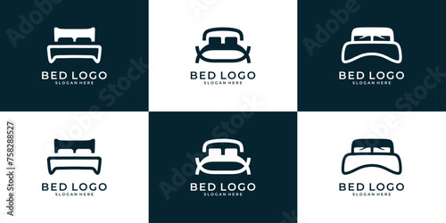 Set of bed logo design inspiration.