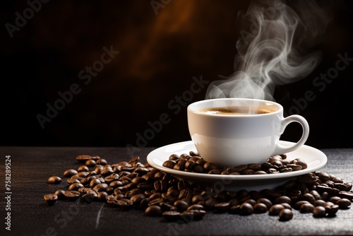 A fragrant cup of steaming coffee, its rich aroma wafting through the air