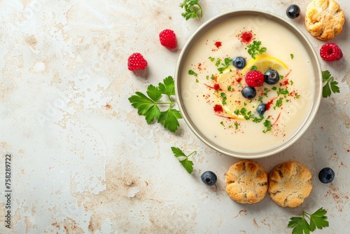 Sweet and Refreshing Koldskål, a Danish Delight with Berries and Biscuits.