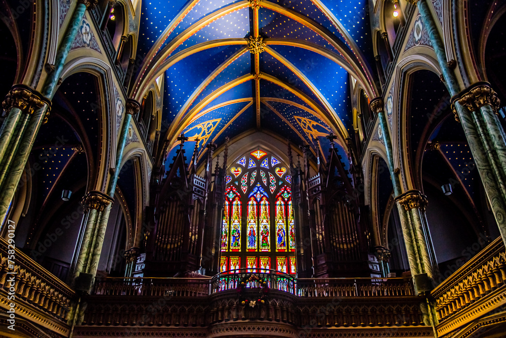 Ottawa, Canada - December 31 2018: Notre Dame Cathedral Basilica of Ottawa