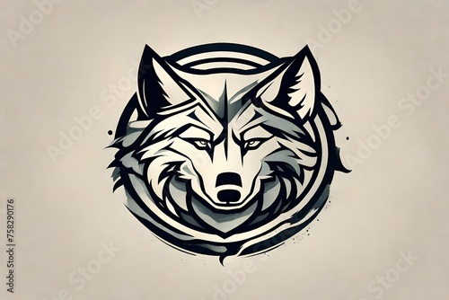An artfully designed wolf logo, embracing simplicity while evoking a sense of raw power and unrestrained freedom photo