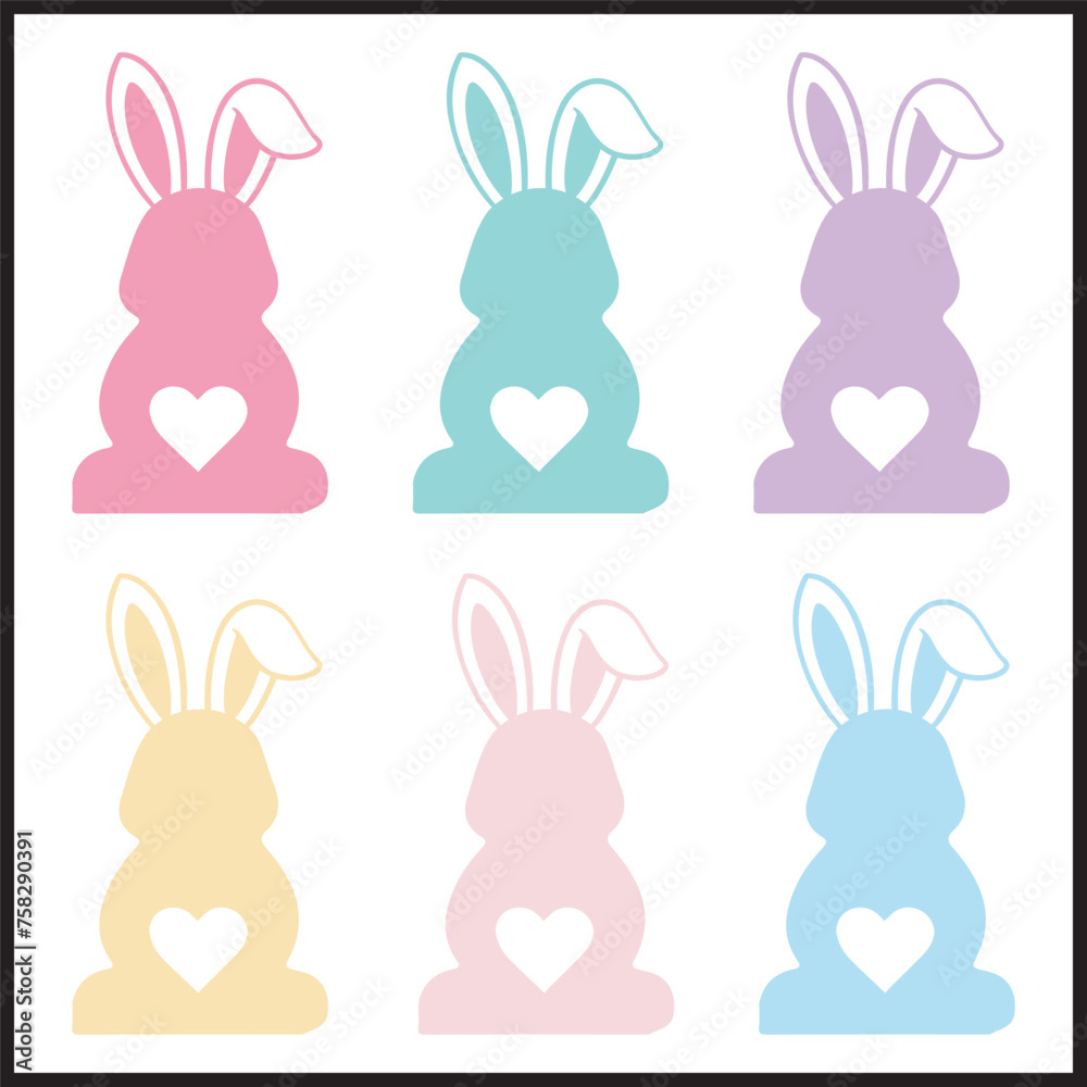 Obraz premium 6 Easter Bunny Vector Design | Cut File | Circuit | EPS File