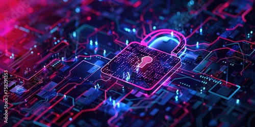Digital padlock. Abstract c...