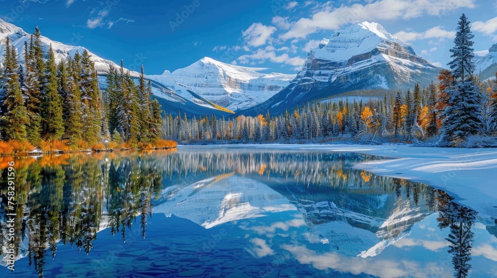 Alpine Serenity: Lake Reflections and Snow-Capped Peaks