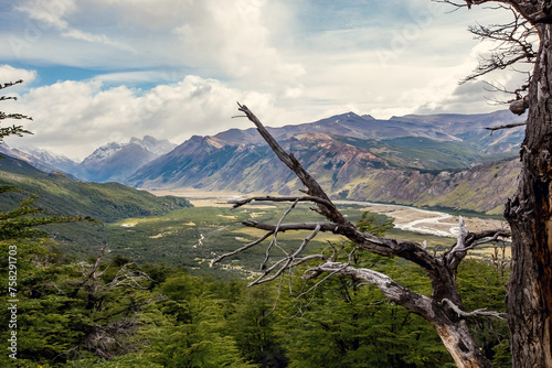 Beautiful nature of Patagonia. Fitz Roy trek, view of Andes mountains, Los Glaciers National Park, El Chalten, Argentina photo