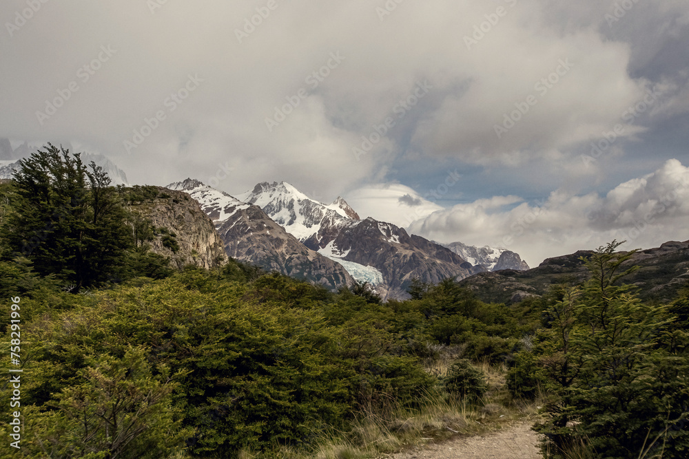 Beautiful nature of Patagonia. Fitz Roy trek, view of Andes mountains, Los Glaciers National Park, El Chalten, Argentina