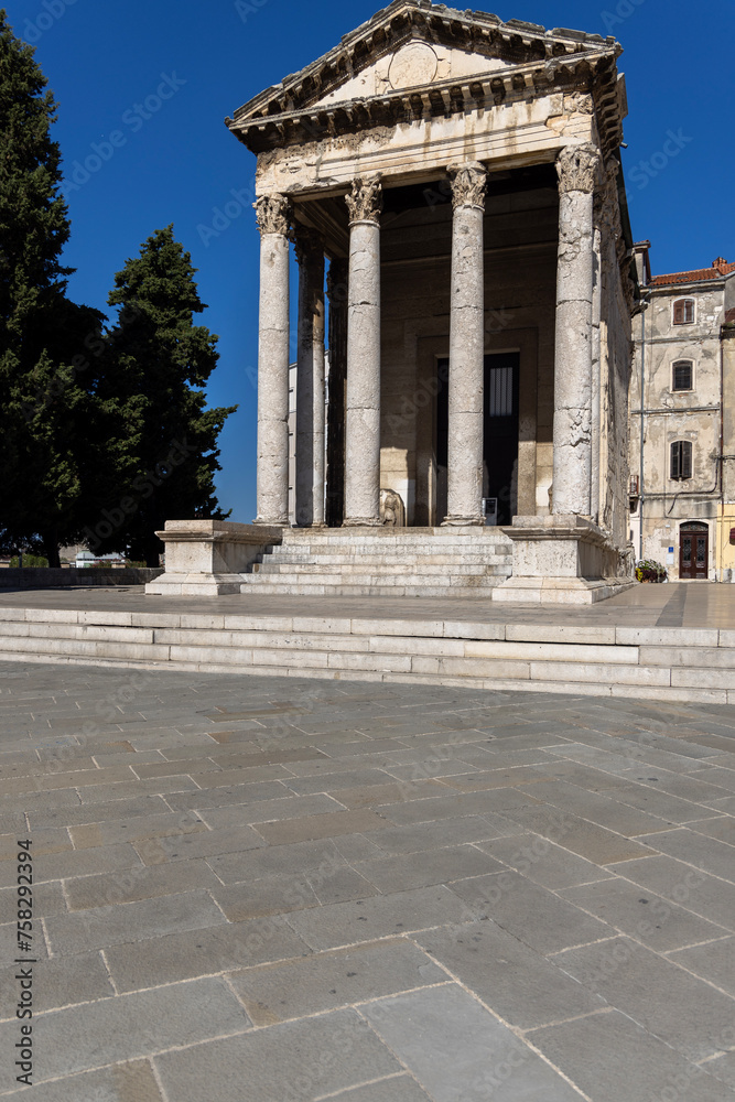 Roman Temple of Augustus located on Forum Square, Pula, Croatia, Istria