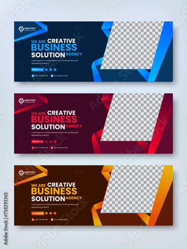 Creative business social media promotion facebook cover banner bundle set template