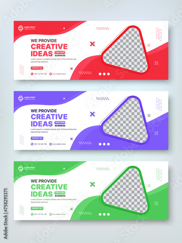 Creative corporate business social media facebook cover banner bundle set template