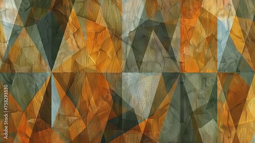 abstract geometric pattern, simple, sage green and amber colors, kaleidoscope, wallpaper background