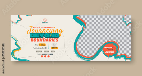 Travel agency holiday vacation social media Facebook cover banner template