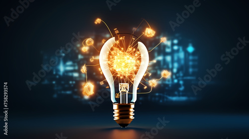 Brainstorming concept with light bulb