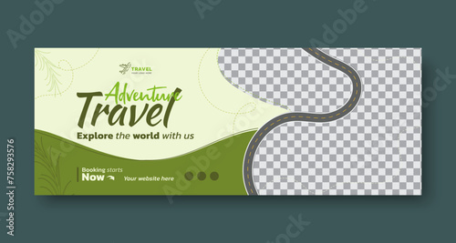 Wild adventure travel banner design nature template themed banner template