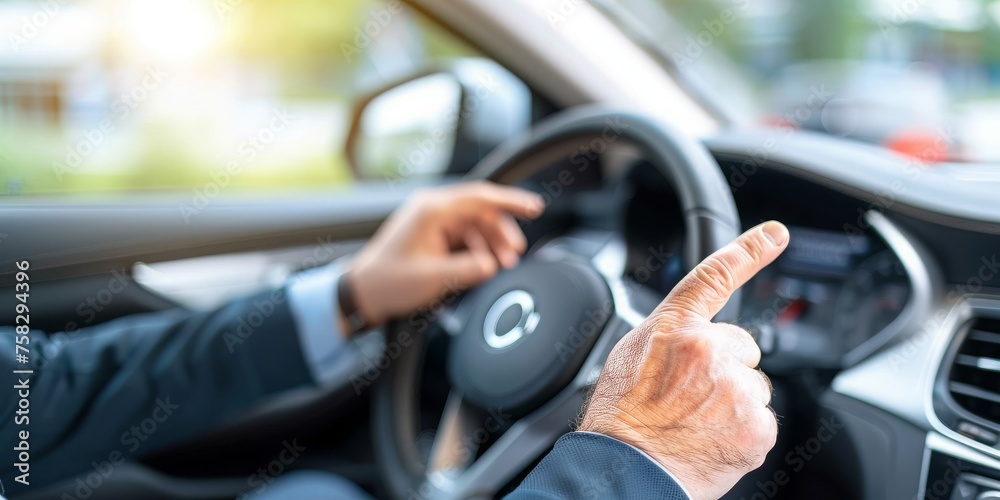 Charting the Course: A Driver's Hand Points the Way Forward, Symbolizing Direction and Decision in Mobility, Generative AI Charting the Course: A Driver's Hand Points the Way Forward, Symbolizing Direction and Decision in Mobility, Generative AI