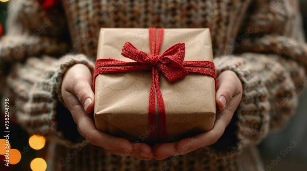 Person Holding Wrapped Present Person Holding Wrapped Present