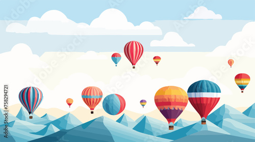 A vibrant pattern of hot air balloons in various co