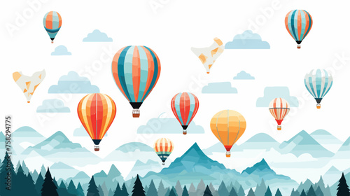 Fototapeta Naklejka Na Ścianę i Meble -  A vibrant pattern of hot air balloons in various co