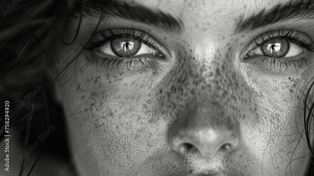 Close Up of a Woman With Freckles on Her Face Close Up of a Woman With Freckles on Her Face