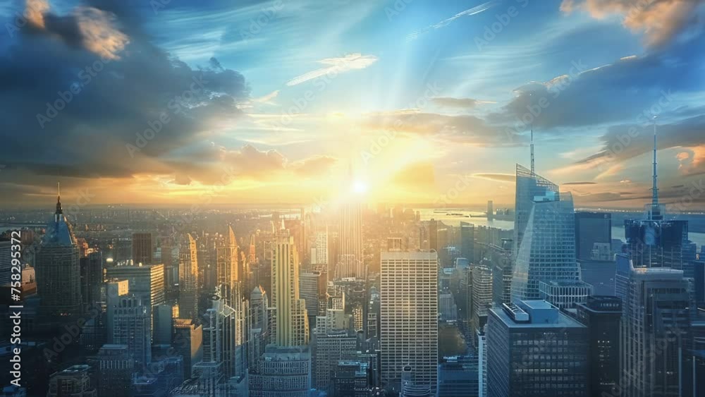 sunset over the city