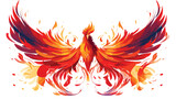 A vibrant pattern of phoenixes rising from ashes wi
