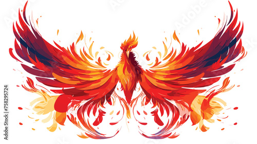 A vibrant pattern of phoenixes rising from ashes wi photo
