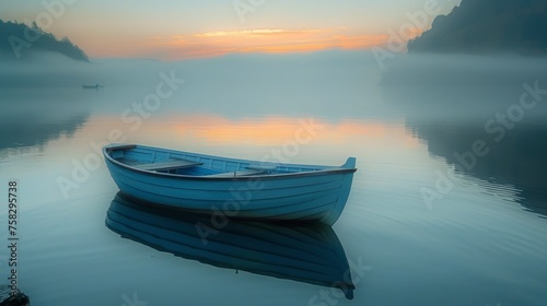 Blue Boat on Water