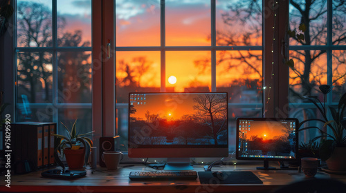 Desktop Computer on Wooden Desk