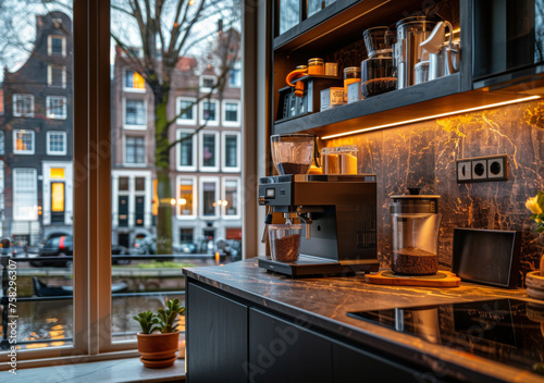 A Cup of Coffee on a Counter by a Window